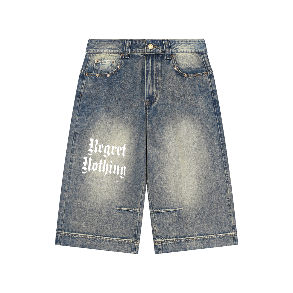 Vintage Wash Baggy Denim Shorts