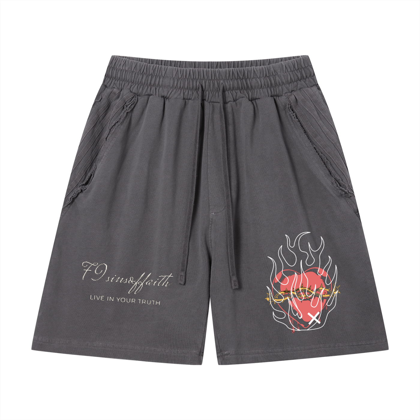 Unisex Vintage Wash Raw Edge Shorts