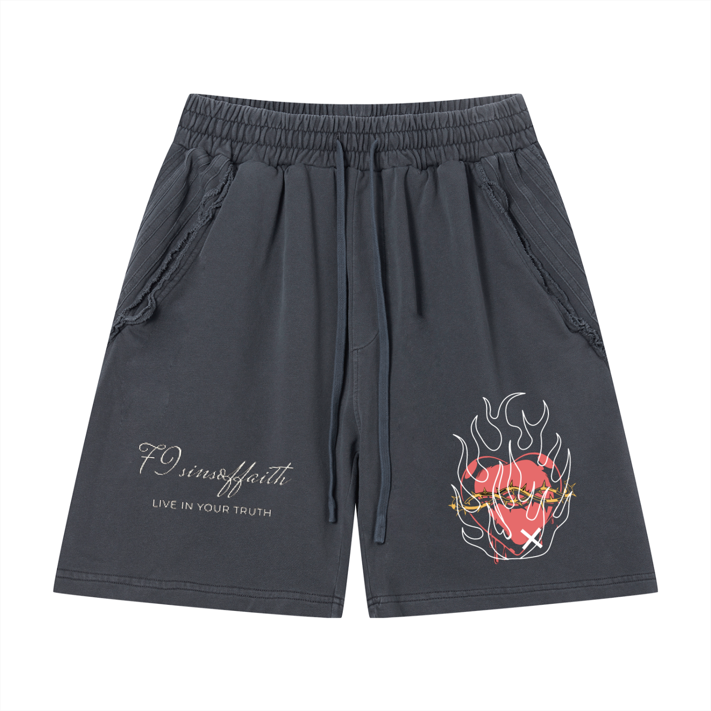 Unisex Vintage Wash Raw Edge Shorts