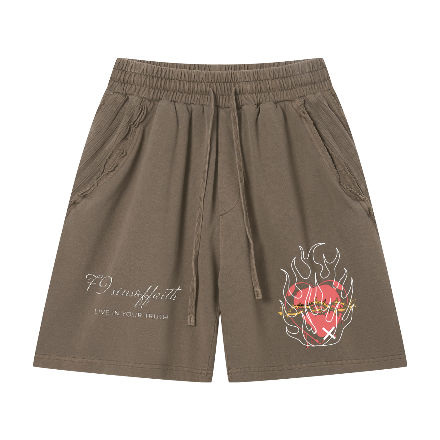 Unisex Vintage Wash Raw Edge Shorts